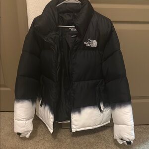 The North Face Black and White Gradient Puffer Jacket